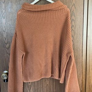 Free People Brown Bell Sleeve Cowl Neck Sweater